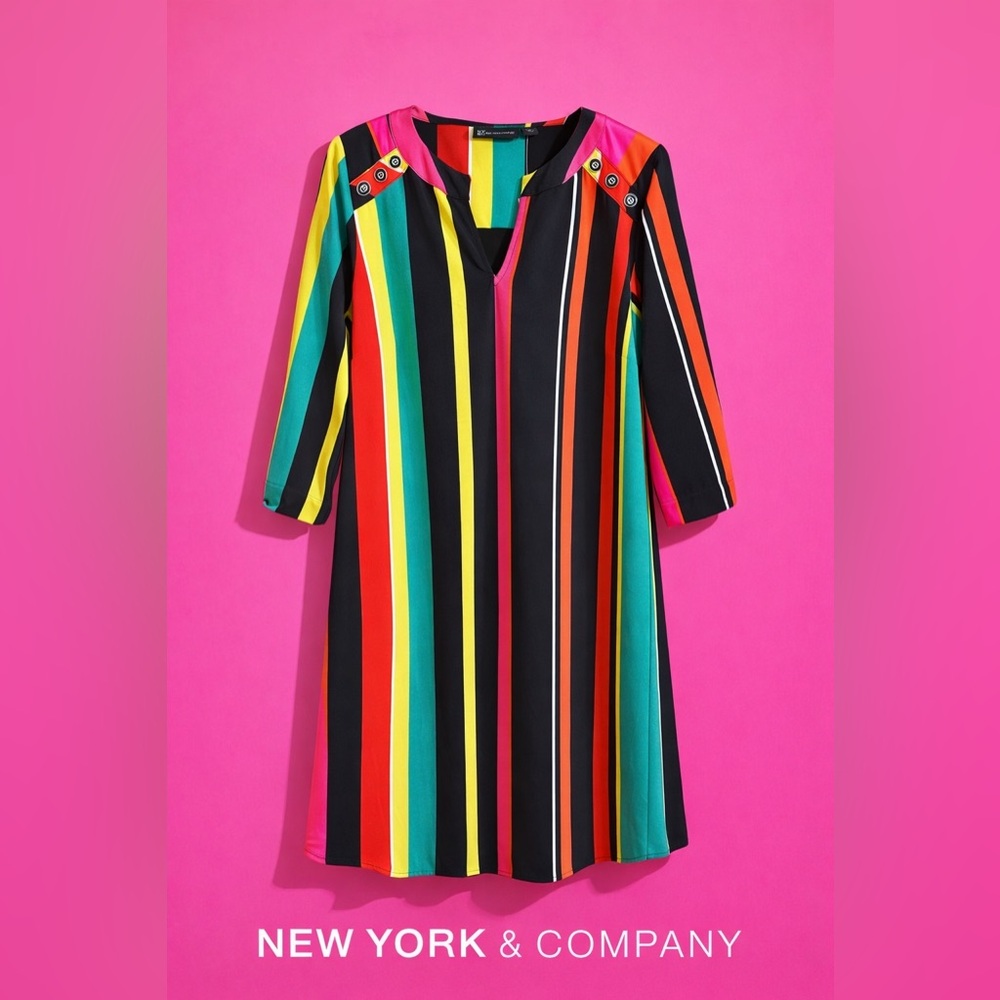 New York & Company Multicolor Striped Dress NWT